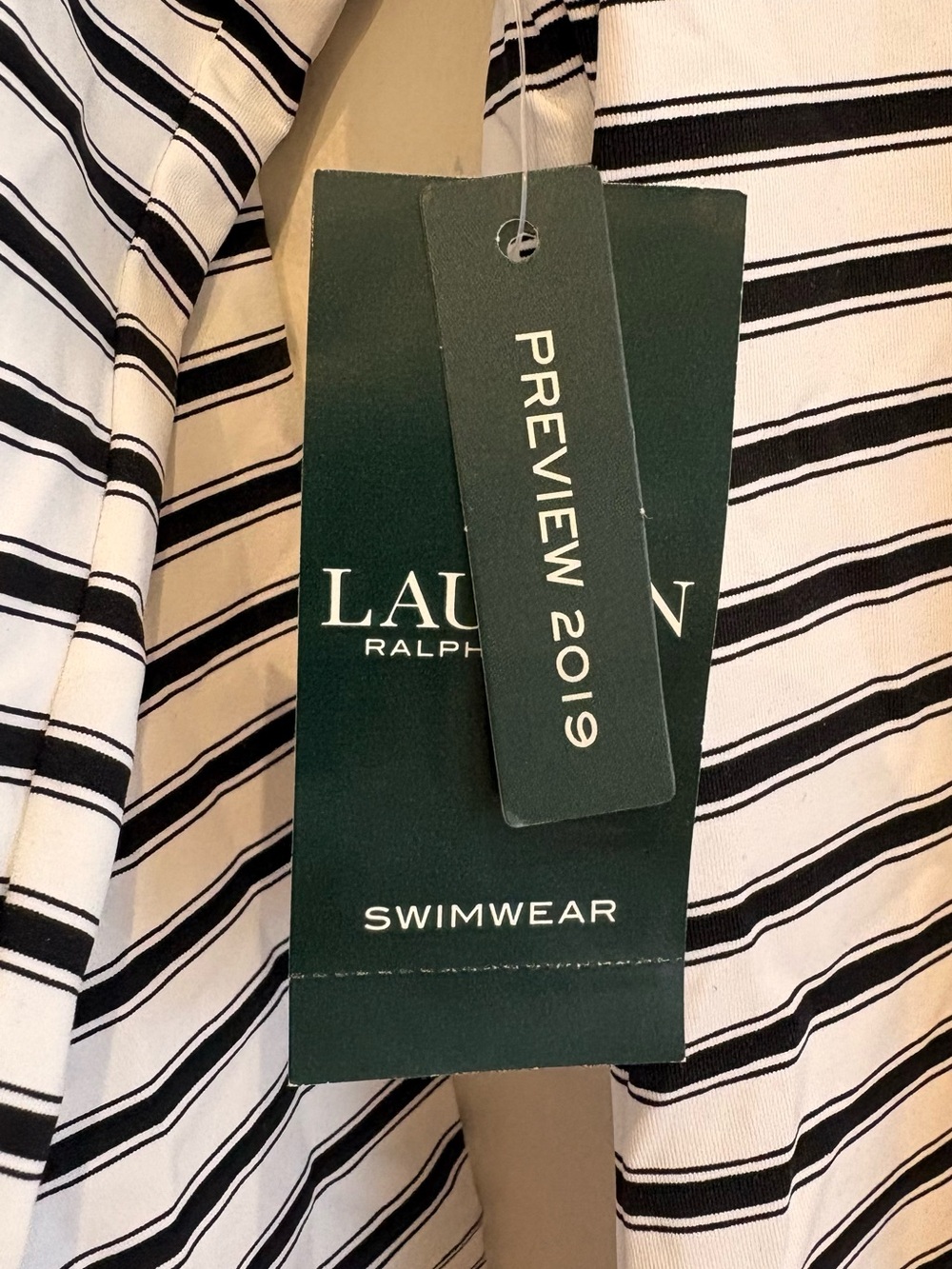 Ralph Lauren swimwear long sleeve Black and White Striped Zip-Neck rash guard - Picture 4 of 7